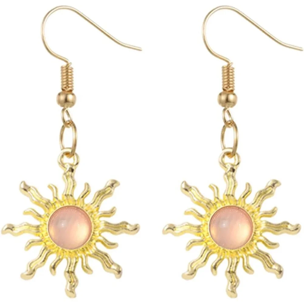 Boho Sun Crystal Earrings for Women Dainty Sun Dangle Earrings Boho Hippie Earri